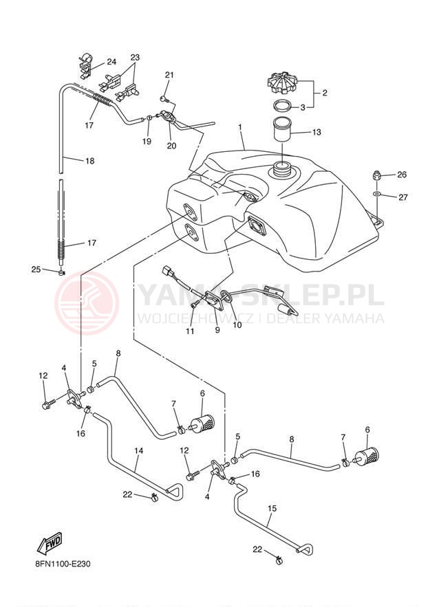Schemat "zbiornik paliwa" do Yamaha VK PROFESSIONAL VK10L