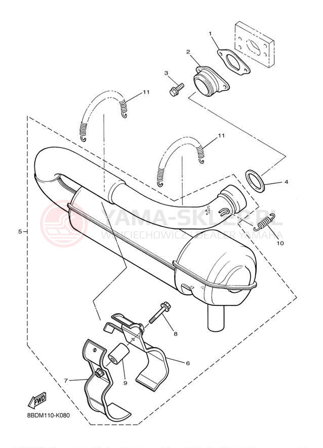 Schemat "Wydech końcowy" do Yamaha BRAVO 250 BR250TA1