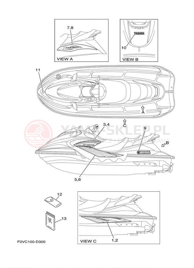 Schemat "naklejki" do Yamaha WaveRunner XLT1200 XA1200AD