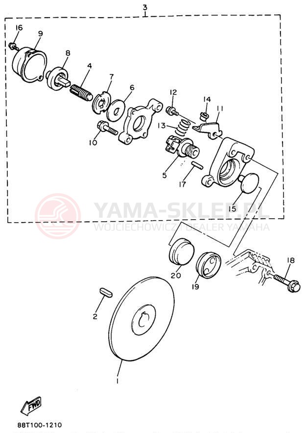 Schemat "hamulec" do Yamaha VENTURE XL VT480A