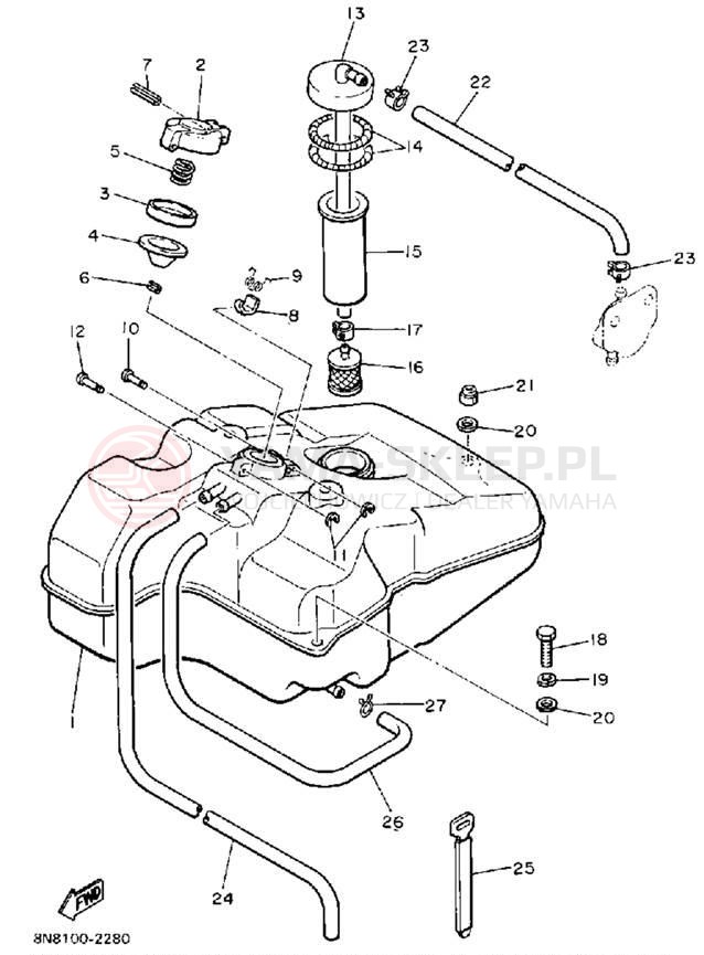 Schemat "zbiornik paliwa" do Yamaha SRV SR540M