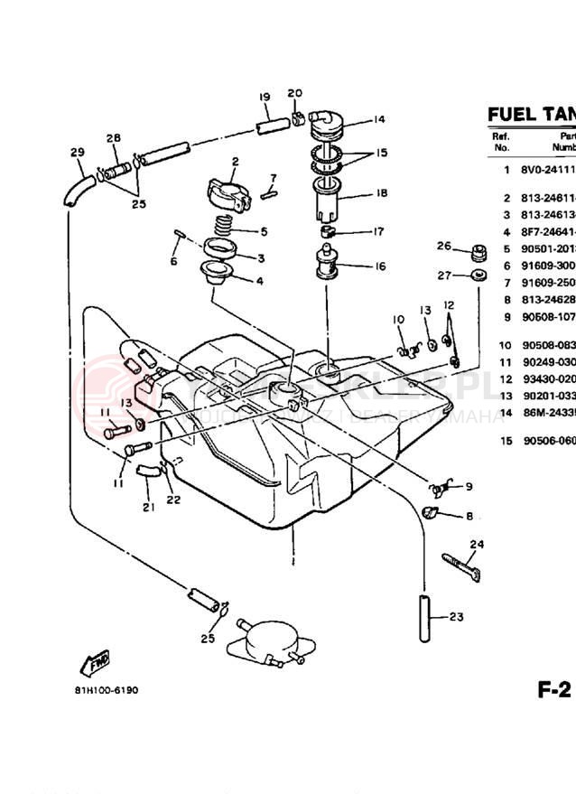 Schemat "zbiornik paliwa" do Yamaha PZ480EK