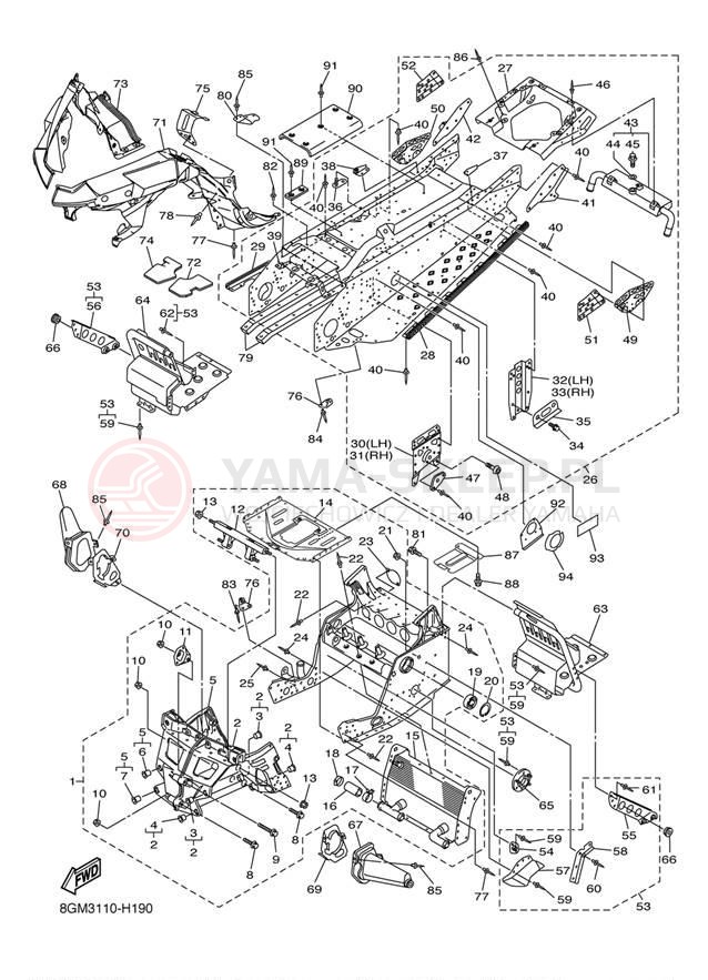 Schemat "rama" do Yamaha RS VECTOR_GT RS90RYW/RS90GTYB