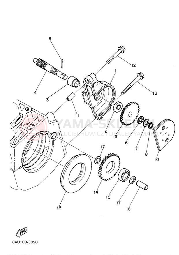 Schemat "przeniesienie napędu" do Yamaha VK540 II VK540EV