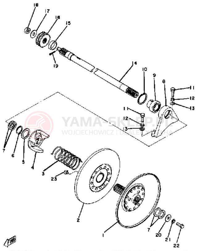 Schemat "Przeniesienie napędu" do Yamaha EX440C