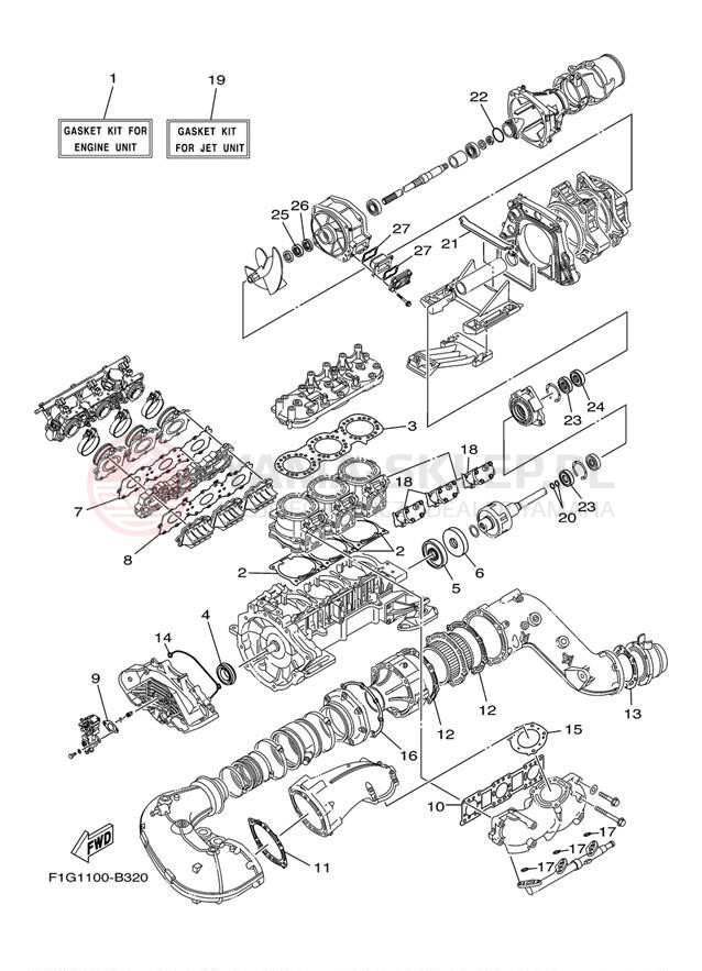 Schemat "Zestaw naprawczy" do Yamaha GP1300R GP1300CC/GP1300C