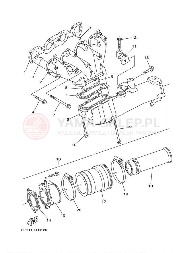 Schemat "wydech" do Yamaha WAVERUNNER FX HO FB1800L