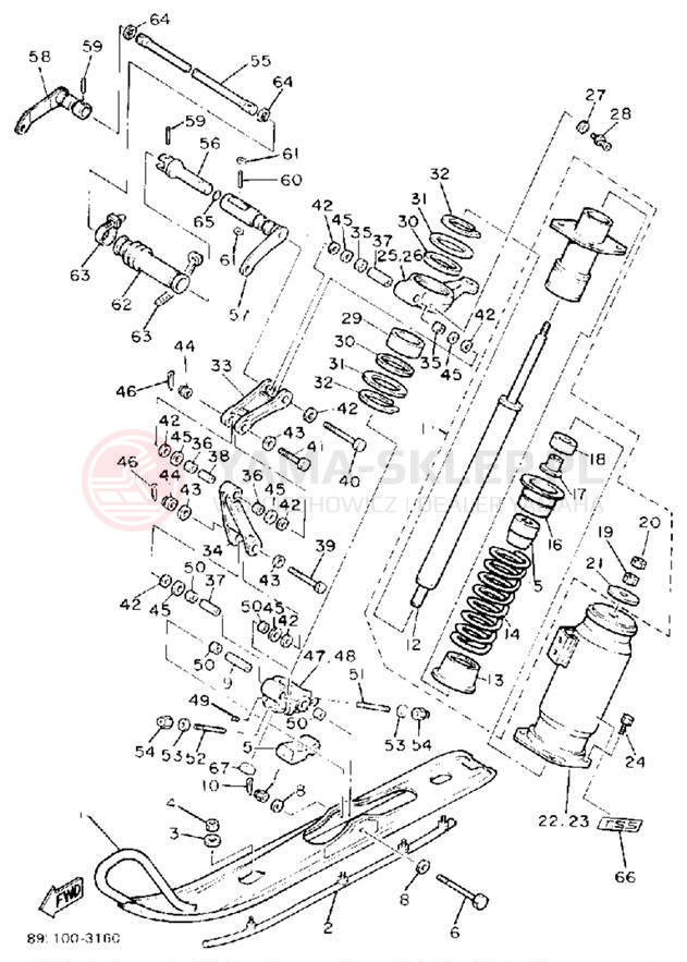 Schemat "płozy" do Yamaha EXCITER II ST EX570STT