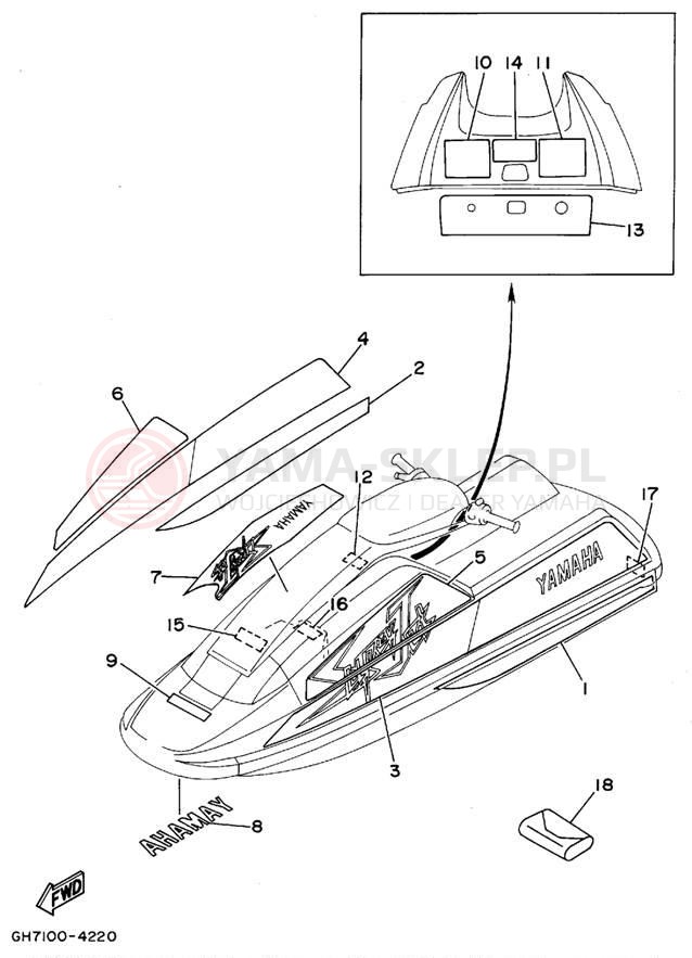 Schemat "Naklejki" do Yamaha SUPER JET SJ700T