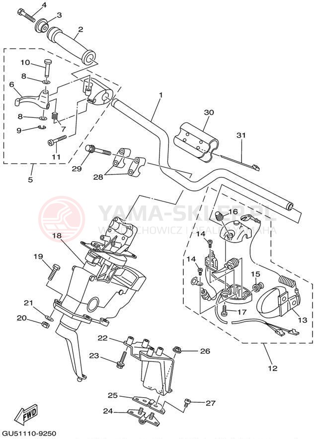 Schemat "Kierownica i osprzęt" do Yamaha SV1200/SV1200/SV1200Z