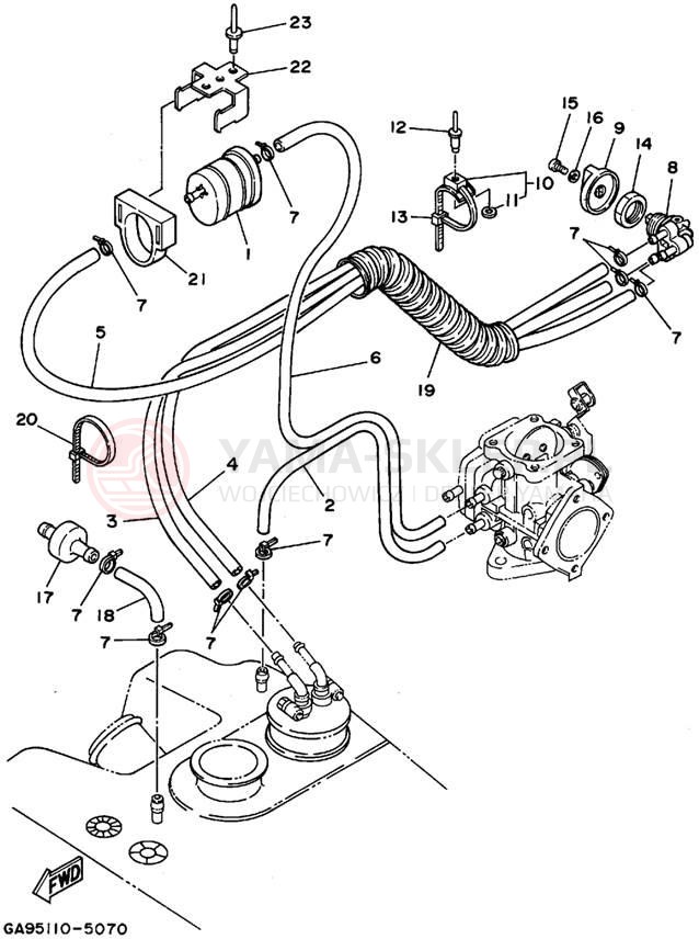 Schemat "Układ paliwowy" do Yamaha WAVE RUNNER III WRA650T