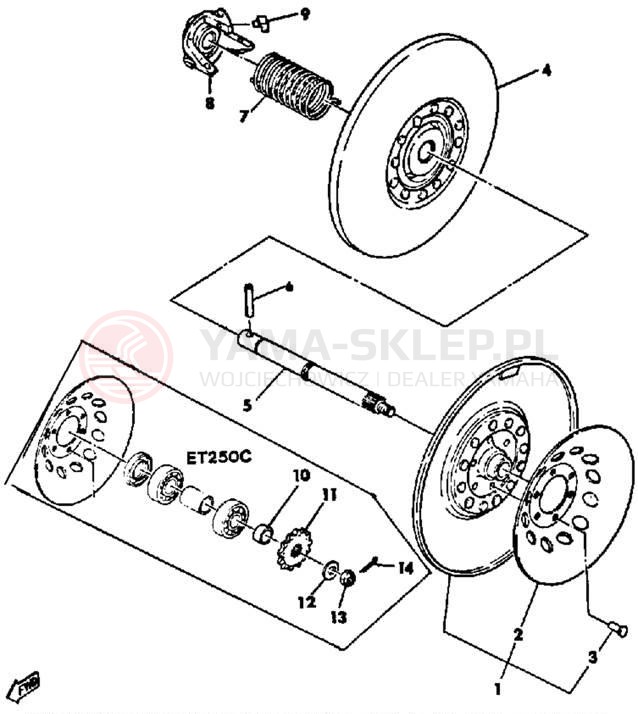 Schemat "Przeniesienie napędu" do Yamaha ET250C