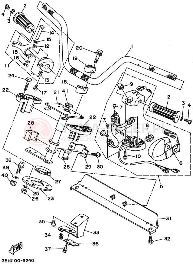 Schemat "Kierownica i osprzęt" do Yamaha WAVE RUNNER III GP WRA700T