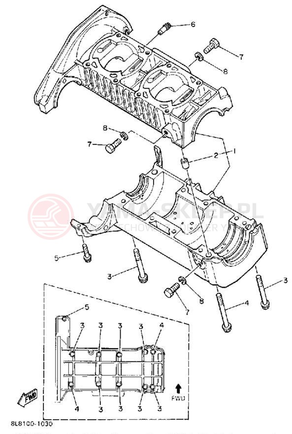 Schemat "Obudowa silnika" do Yamaha SRV SR540L