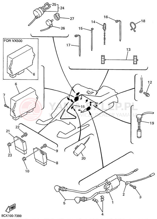 Schemat "układ elektryczny" do Yamaha VMAX 600 VX600C/VX500C