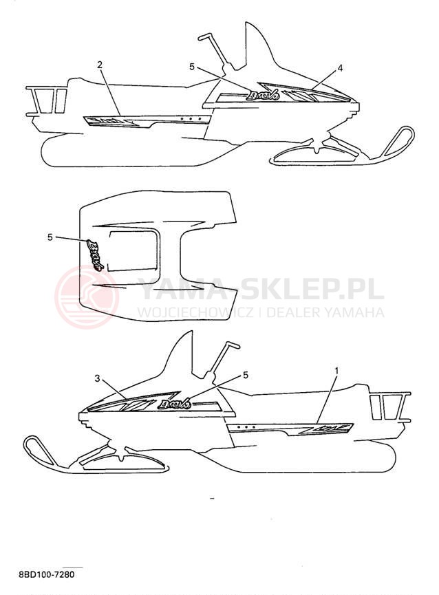 Schemat "naklejki" do Yamaha BRAVO LT BR250TA