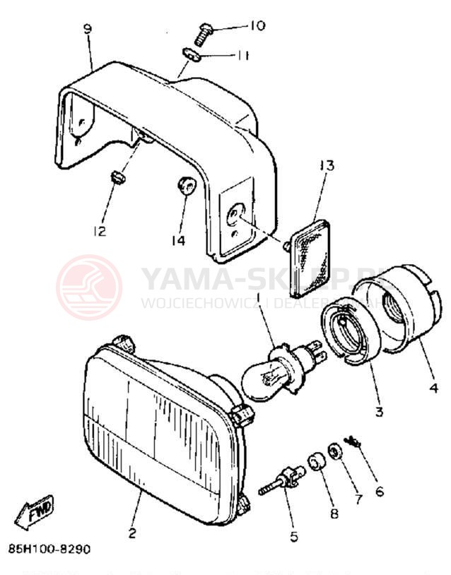 Schemat "Lampa przód" do Yamaha SNOSCOOT SV80P
