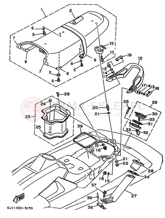 Schemat "Siedzenie i schowek" do Yamaha WAVE RAIDER 1100 RA1100T