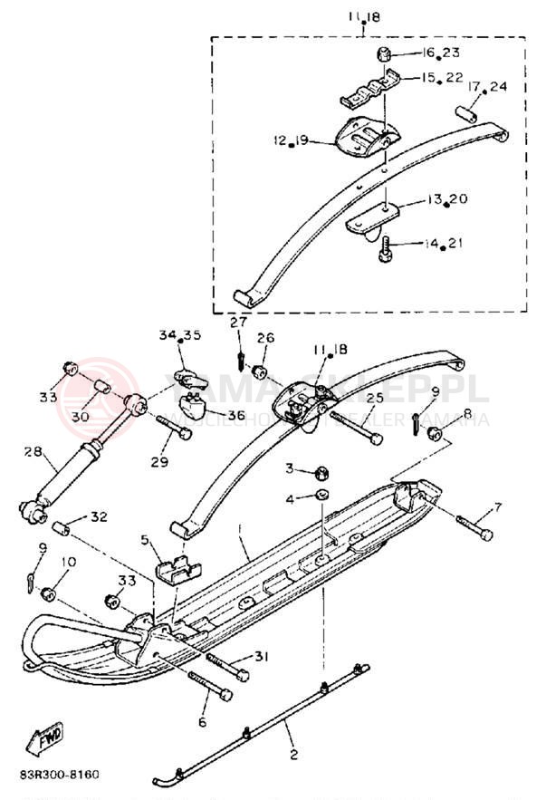 Schemat "płozy" do Yamaha VK540 VK540ER