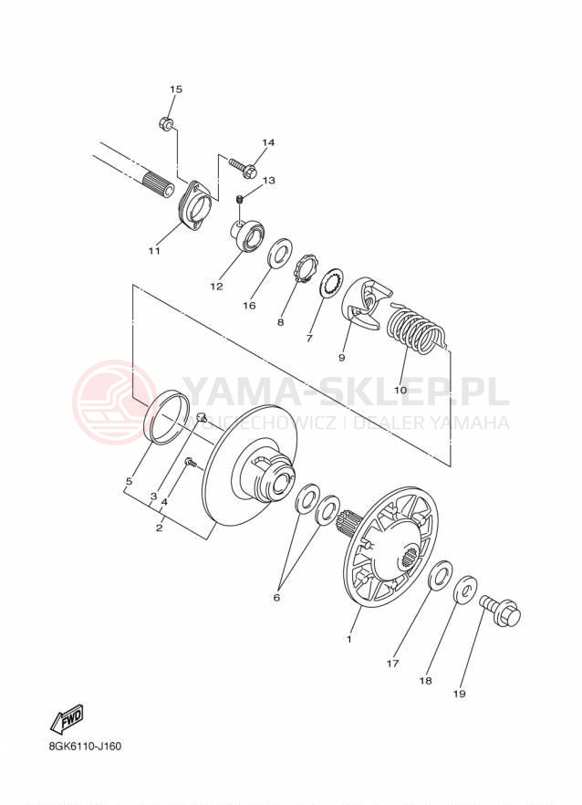 Schemat "Przeniesienie napędu" do Yamaha PHAZER MTX PZ50MTFB