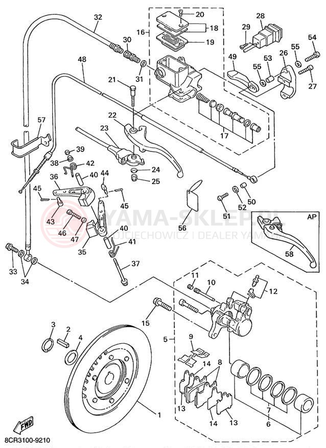Schemat "hamulec" do Yamaha VMAX 500 SX VX500SXBC