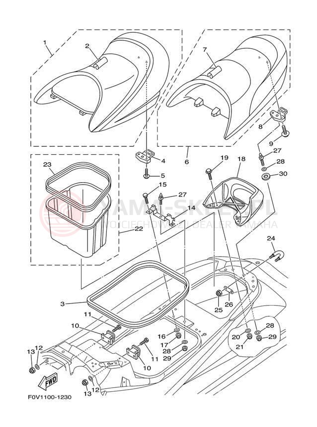 Schemat "Siedzenie i schowek" do Yamaha XLT800 XA800AA