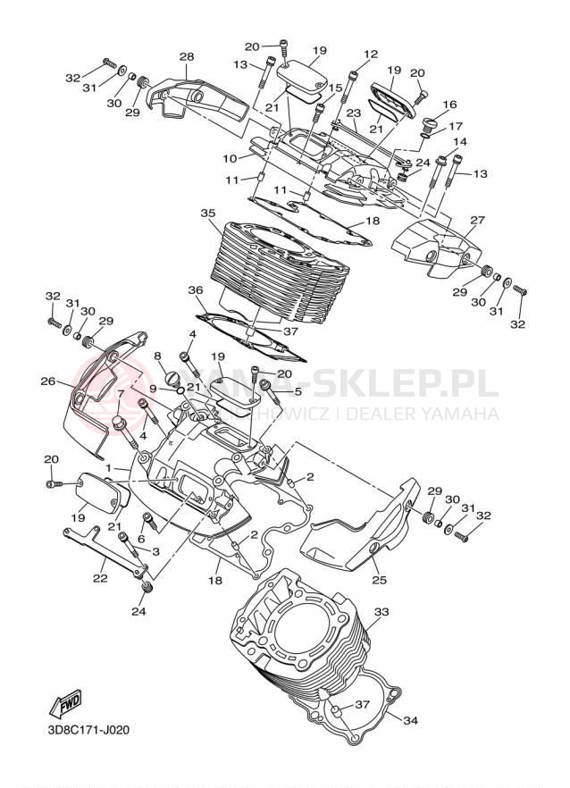 Schemat "cylinder" do Yamaha V STAR 1300 XVS13AFCS/XVS13AFS