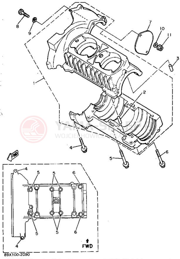 Schemat "Obudowa silnika" do Yamaha ENTICER II LT ET410TRV