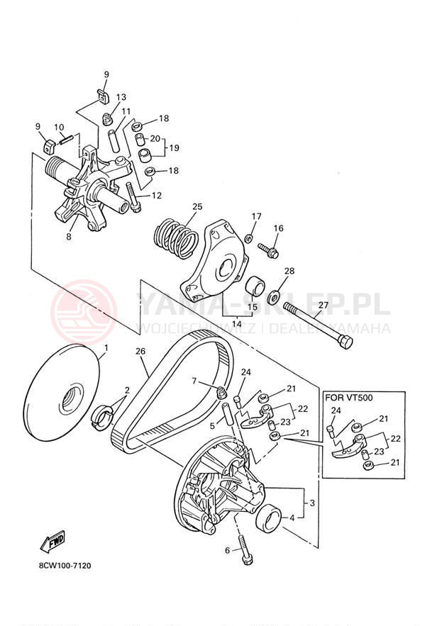 Schemat "PRIMARY SHEAVE" do Yamaha VENTURE 500 VT500D/VX500DXD