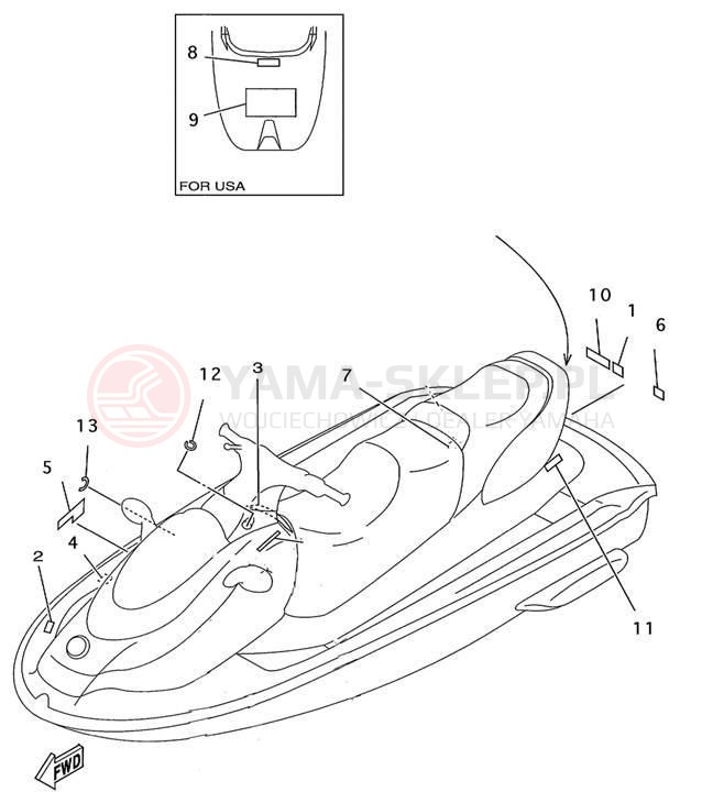 Schemat "naklejki" do Yamaha WAVE RUNNER XL760 XL760X