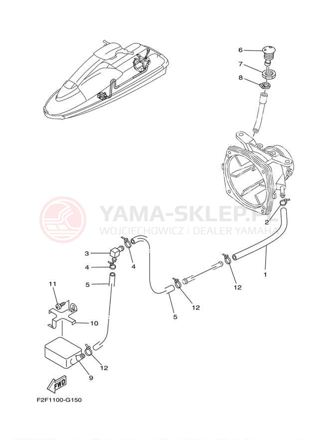 Schemat "HULL & DECK" do Yamaha SJ700BH