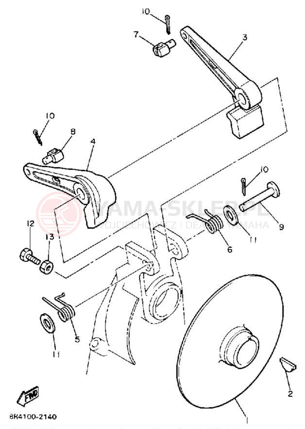 Schemat "hamulec" do Yamaha BRAVO T (LONG TRACK) BR250TM