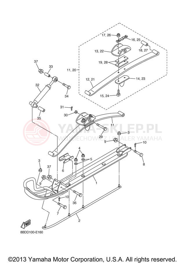 Schemat "płozy" do Yamaha BR250TX