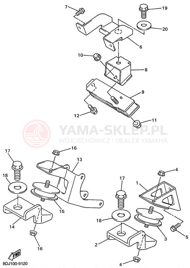 Schemat "Mocowanie silnika" do Yamaha VENTURE 500 XL VT500XLC