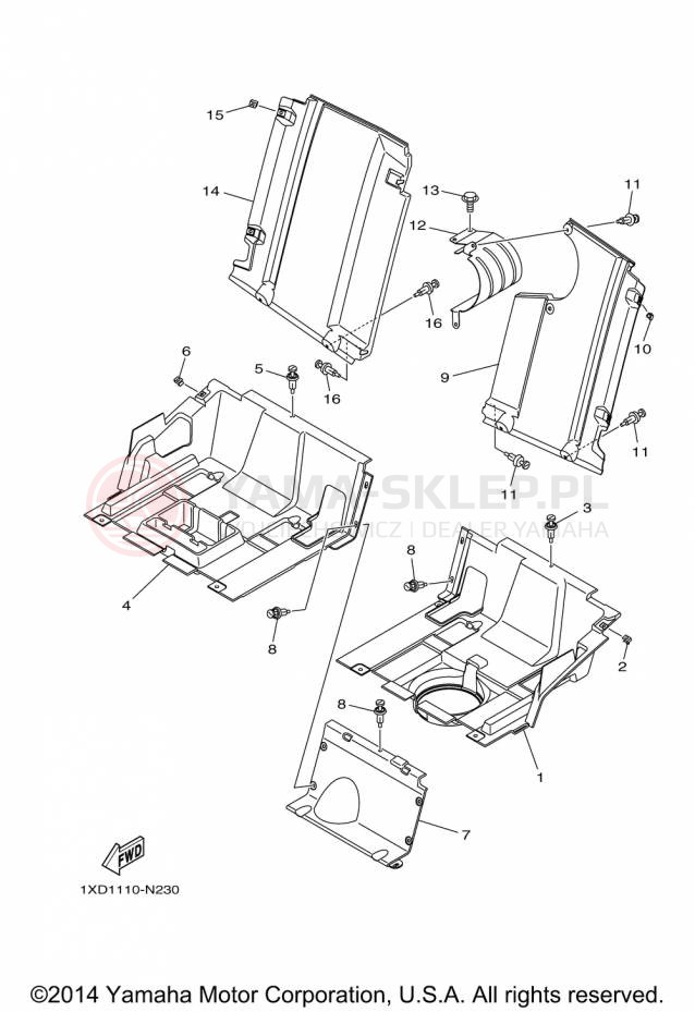Schemat "Pokrywa boczna" do Yamaha VIKING YXM700DFL