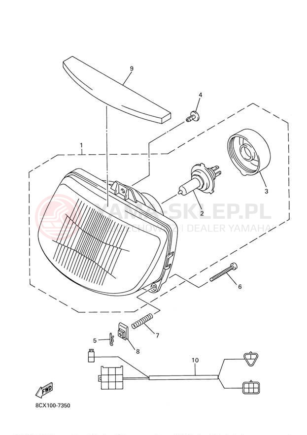 Schemat "Lampa przód" do Yamaha SX500R SX500F