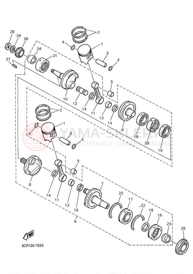 Schemat "Wał korbowy, tłok" do Yamaha VMAX 500 VX500D