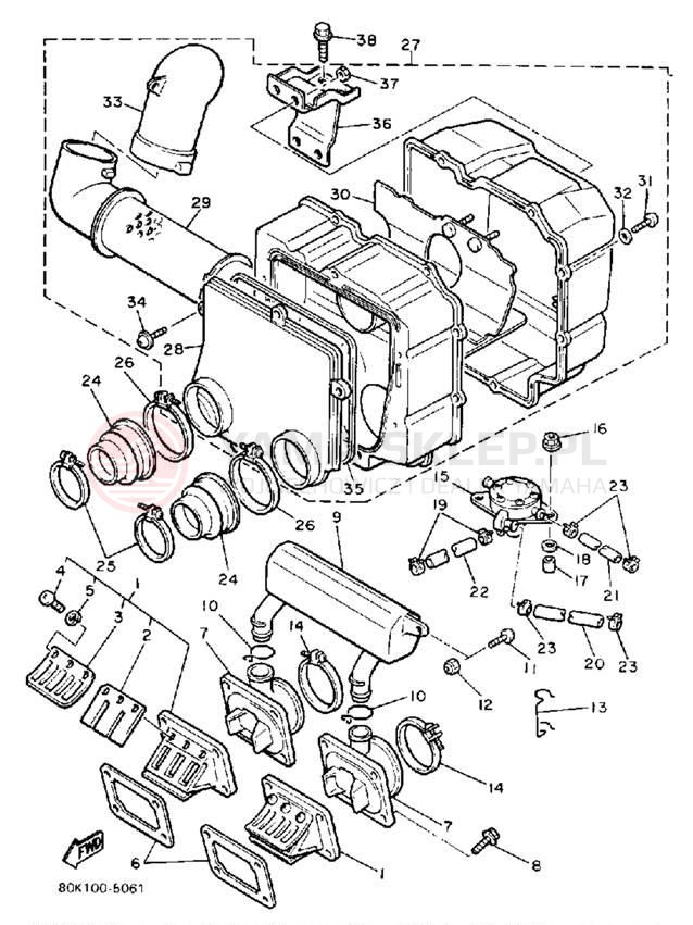 Schemat "Filtr powietrza" do Yamaha PHAZER PZ480L