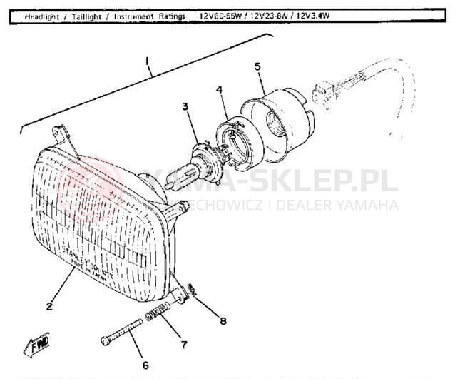 Schemat "Lampa przód" do Yamaha SRX440C