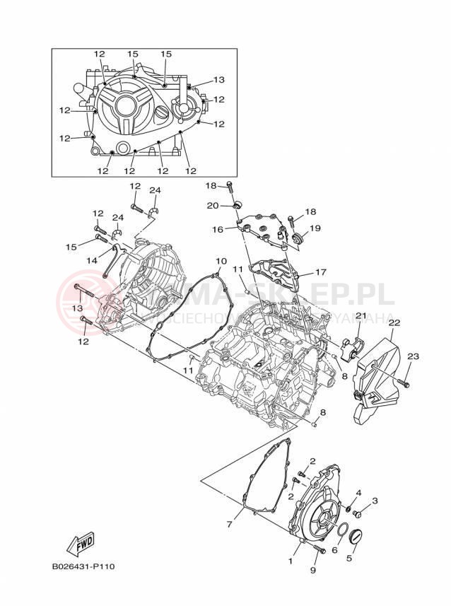 Schemat "Pokrywa silnika" do Yamaha YZFR3 YZFR3FL/YZFR3FR/YZFR3FB