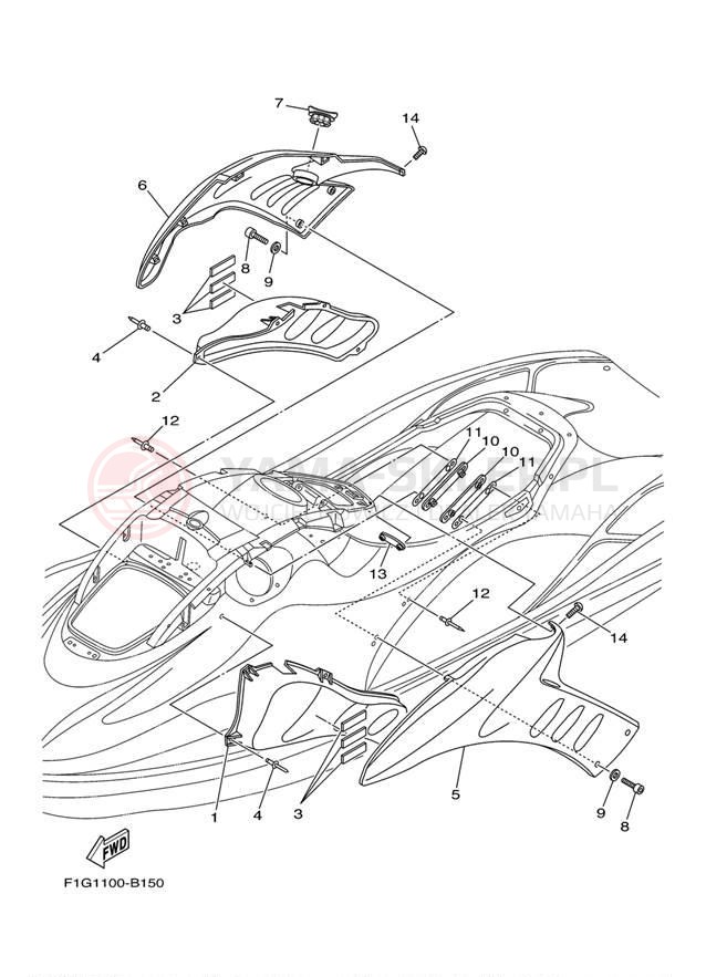 Schemat "ENGINE HATCH" do Yamaha WaveRunner GP1300R GP1300D