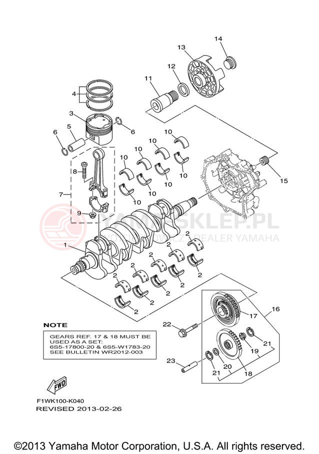 Schemat "Wał korbowy, tłok" do Yamaha FX SUPER HIGH OUTPUT FX1800J