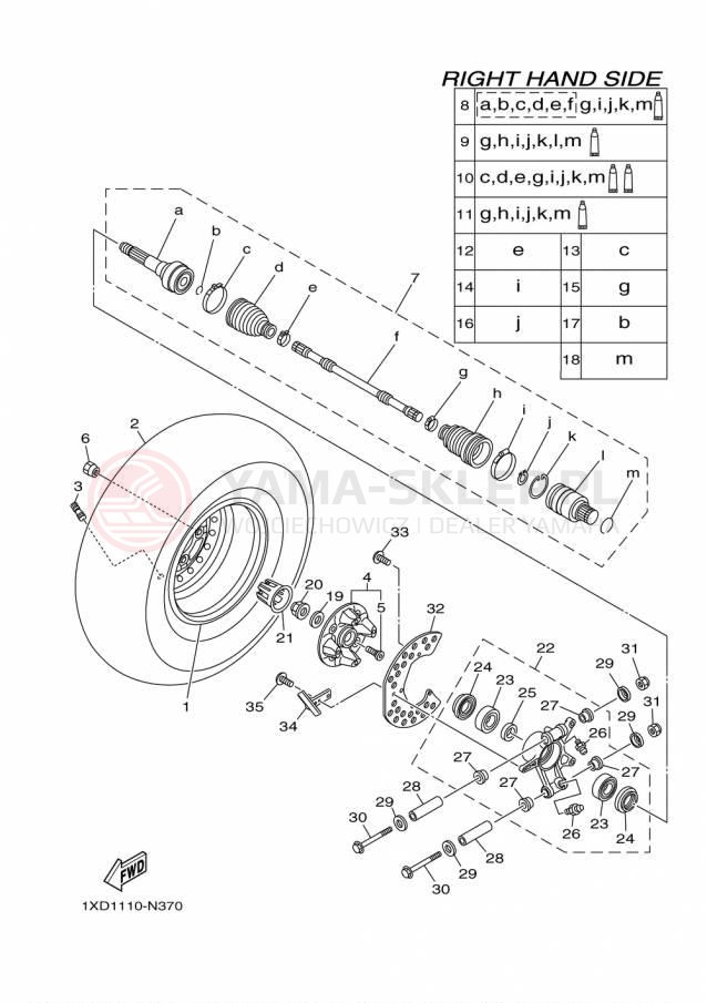Schemat "Koło tył" do Yamaha VIKING EPS YXM700PFG/YXM700PFR