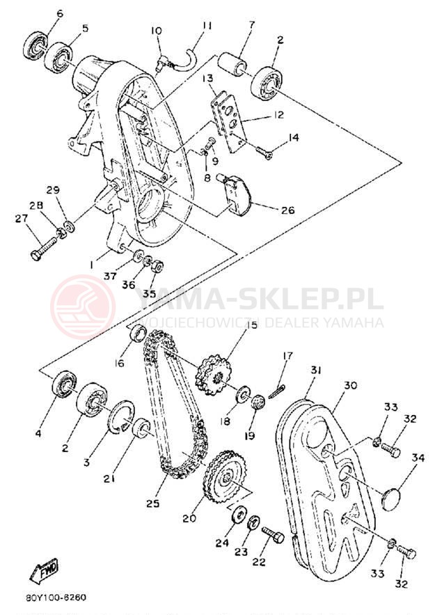 Schemat "Układ napędowy" do Yamaha EXCEL III EC340M