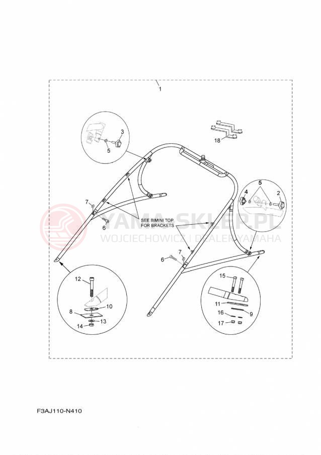 Schemat "WAKEBOARD TOWER" do Yamaha AR190 RX1800AP/RX1800BP