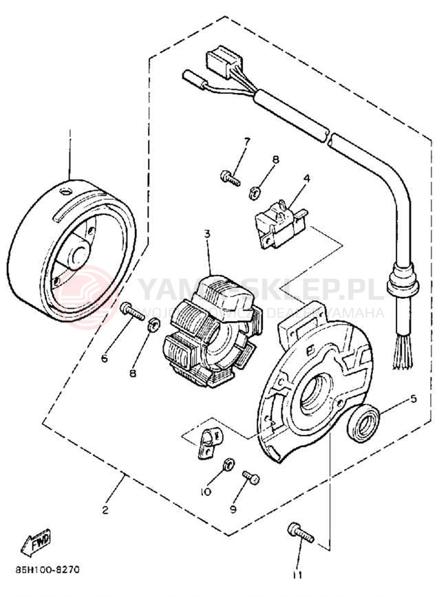 Schemat "prądnica" do Yamaha SNOSCOOT SV80M
