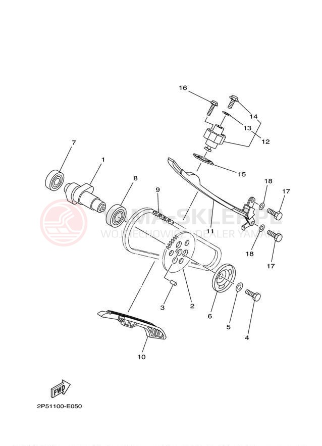 Schemat "Rozrząd - łańcuszek" do Yamaha RHINO 450 YXR45FYGR/YXR45FYR