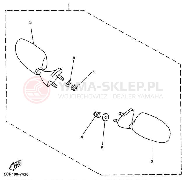 Schemat "REAR VIEW MIRROR" do Yamaha VMAX 500 SX VX500SXBC