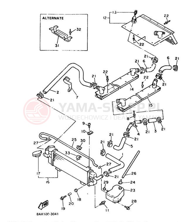 Schemat "Układ chlodzenia" do Yamaha VMAX-4 VX750T