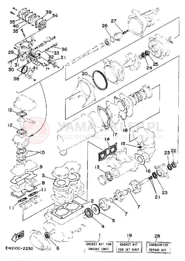Schemat "Zestaw uszczelek" do Yamaha SUPER JET SJ650Q